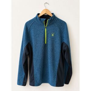 Spyder Men’s XXL Blue Black Quarter Zip Pullover Fleece Active Outdoor Ski